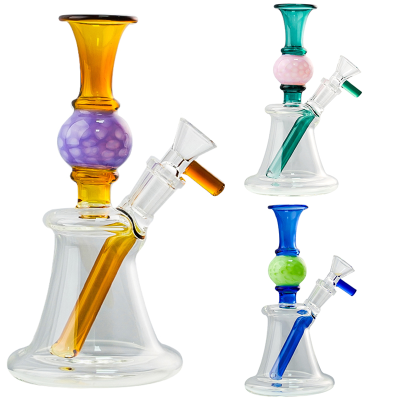 

7 Inch Ball Shape Heady Glass Hookahs Staight Perc N Holes Percolater Bongs 14mm Joint Water Pipes Mini Small Oil Dab Rigs