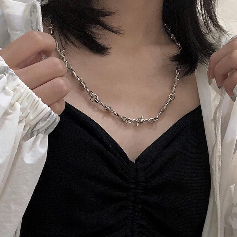 

Punk Barbed Wire Brambles Chain Choker Women Hip-hop Gothic Thorns Necklace On The Neck Egirl Aesthetic Unisex Jewelry Gift Chains