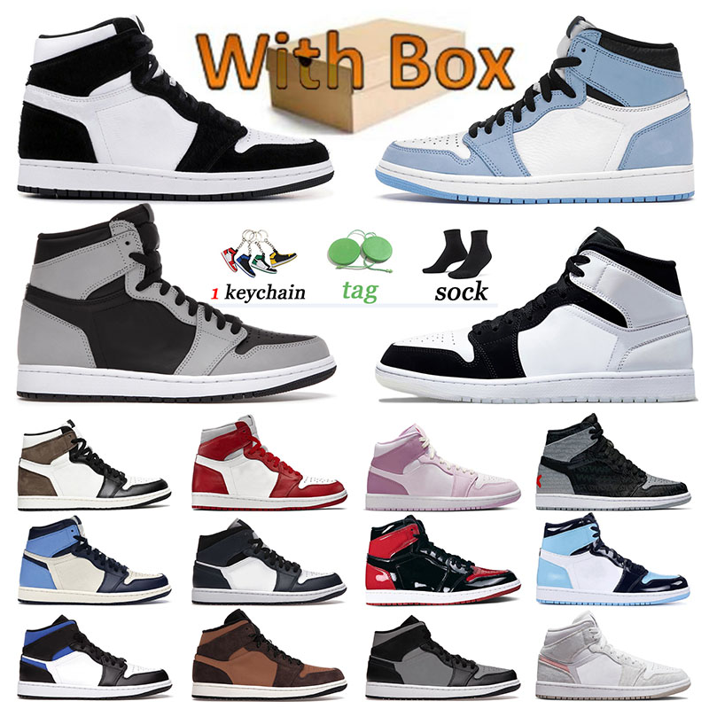 

Wholesale 1 Basketbsll Shoes University Blue Jumpman 1s Sneakers Mid Armory Navy Mens Womens Trainers Light Iron Ore Sports Chenille Shadow Grey Camo Diamond Shorts, # mid shadow red 36-46