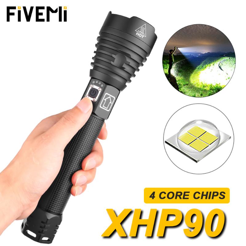 

Super Bright XHP90/70.2 LED Powerful Torch USB Zoom Lamp Use 18650 26650 Rechargeable Battery Flashlights Torches