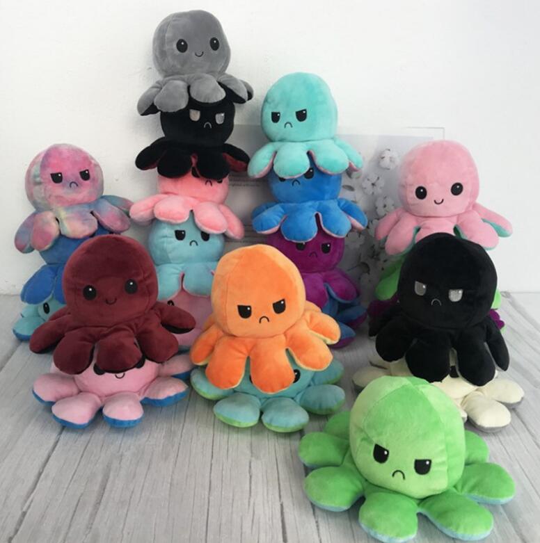 

Creative Reversible Collectable Flip Octopus Doll Cute Mood Double-sided Stuffed Animals Pillow For Children Gift Baby Toys