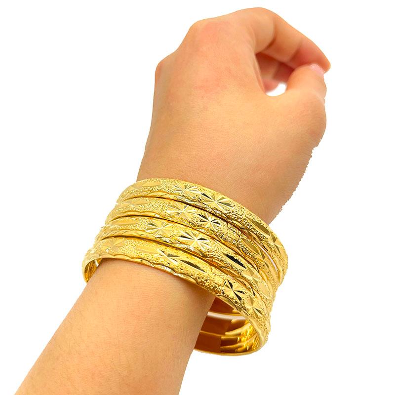 

Bangle 4 Pieces Dubai Fashion Women/girl Wedding Bridal Bangles Gold Color Jewelry Africa Arab Jewely Party Gifts