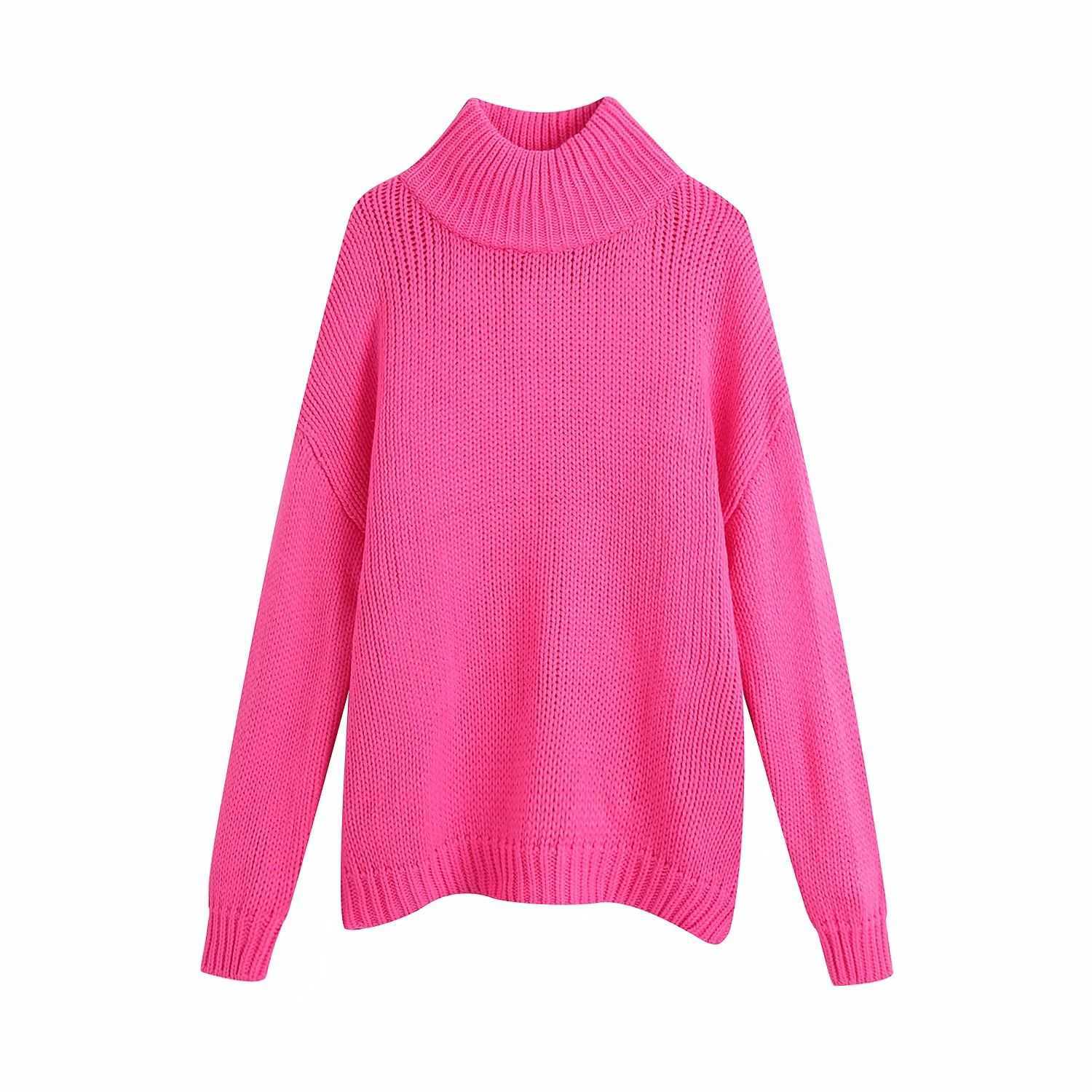

Fall Winter Women Knit Sweater High Neck Warm Thicken Chic Woman Sweaters Casual Fashion Pullover Tops 210709, As picture