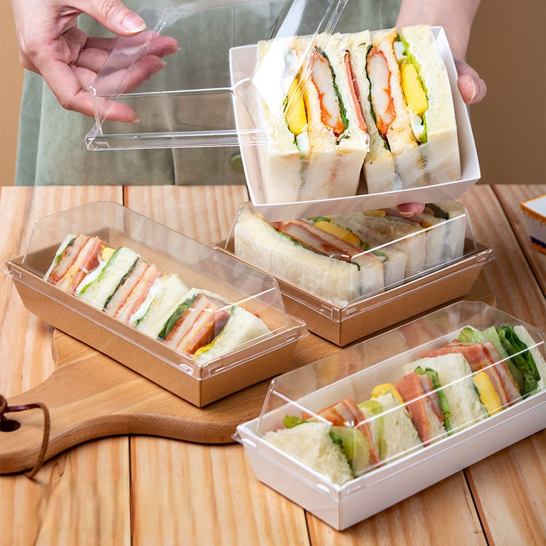 

Cake Box Wholesale Transparent Clear Sandwich Puff Biscuit Dessert Baking Packaging Boxes Paper Gifts Box Square Rectangle Container