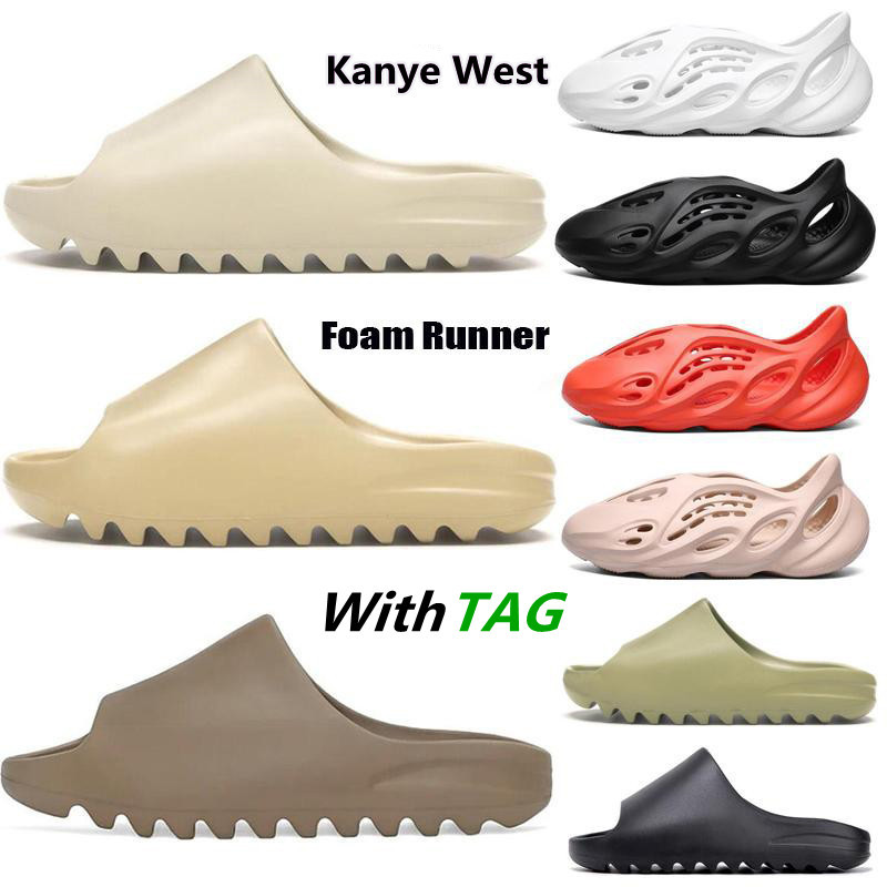 

2021 New Kanye Slides Slippers Foam Runner Desert Sand Triple Black Bone White Resin Solid Slide Sandal Fashion Women Men Slipper 36 -47, Item (1)