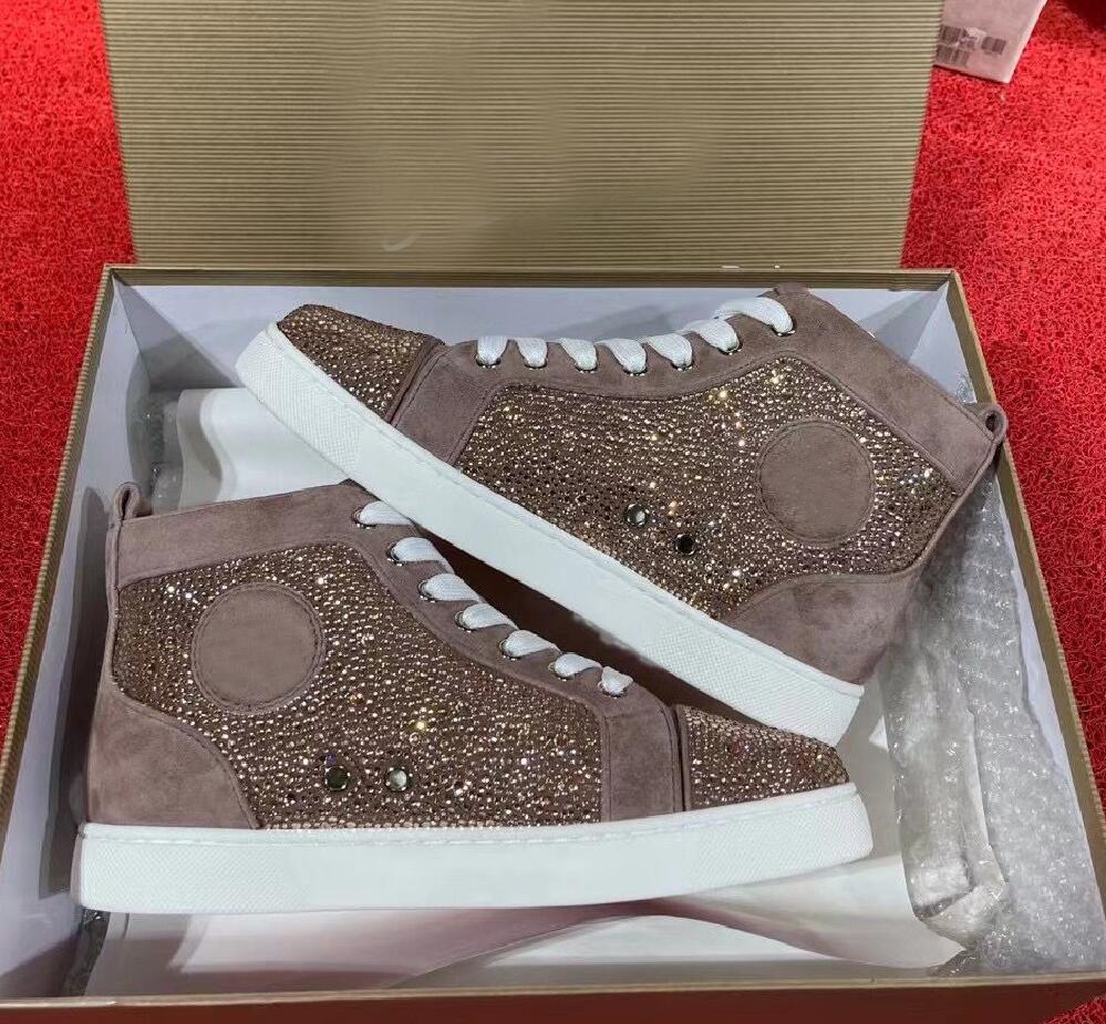 

Famous Crystal Sneakers Shoes High Top Red Bottom Casual Walking For Men,Women Perfect Nice Strass Outdoor Traniner EU35-47, 10