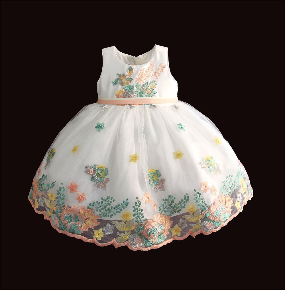 

Girl's Embroidery Flower Baby Girl Dress White Princess Kids Party Dresses for Girls Baptism Birthday Clothes Ball Gown 1 2 3 Years 1027, As picture