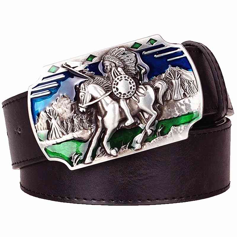 

Designer belts 2023 Men's Punk knight solid metal buckle retro Indian chiefs western cowboy s hip hop Decorative belt Street Dance