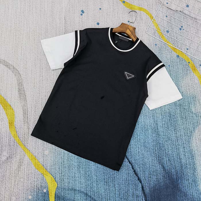 

mens designer spring summer triangle Tee t shirt fashion hoodies men women casual cotton T-Shirts black 05, White;black