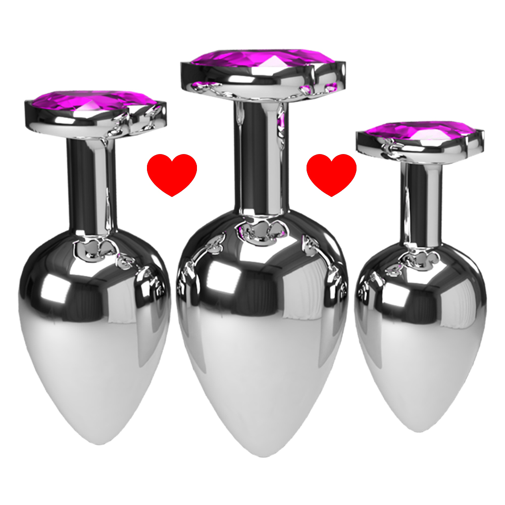 3pcs/Set Multicolor Smooth Massager Anal Beads Crystal Jewelry Heart Butt Plug Stimulator Women Sex Toys Dildo Metal Anal Plug-image-733808894