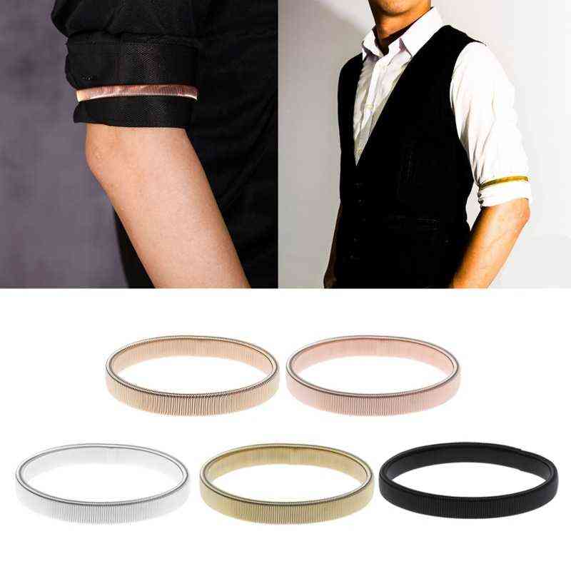 

Arm Warmer Shirt Sleeve Holder Metal Anti-slip Elastic Bracelets Stretch Armband