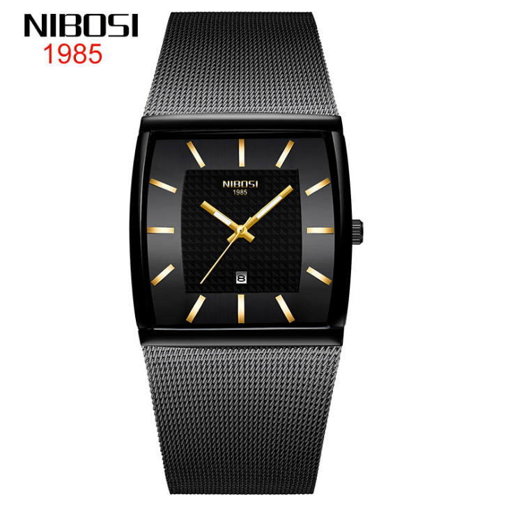 

Nibosi Fashion Style Students cwp Watch Calendar Quartz Luminous Mens Watches Stainless Steel Mesh Strap Gentleman Wristwatches