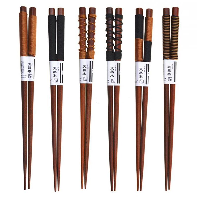 

Handmade Chinese Natural Wooden Chopsticks Health Without Lacquer Wax Tableware Dinnerware Sushi Tie Line Wedding Gifts