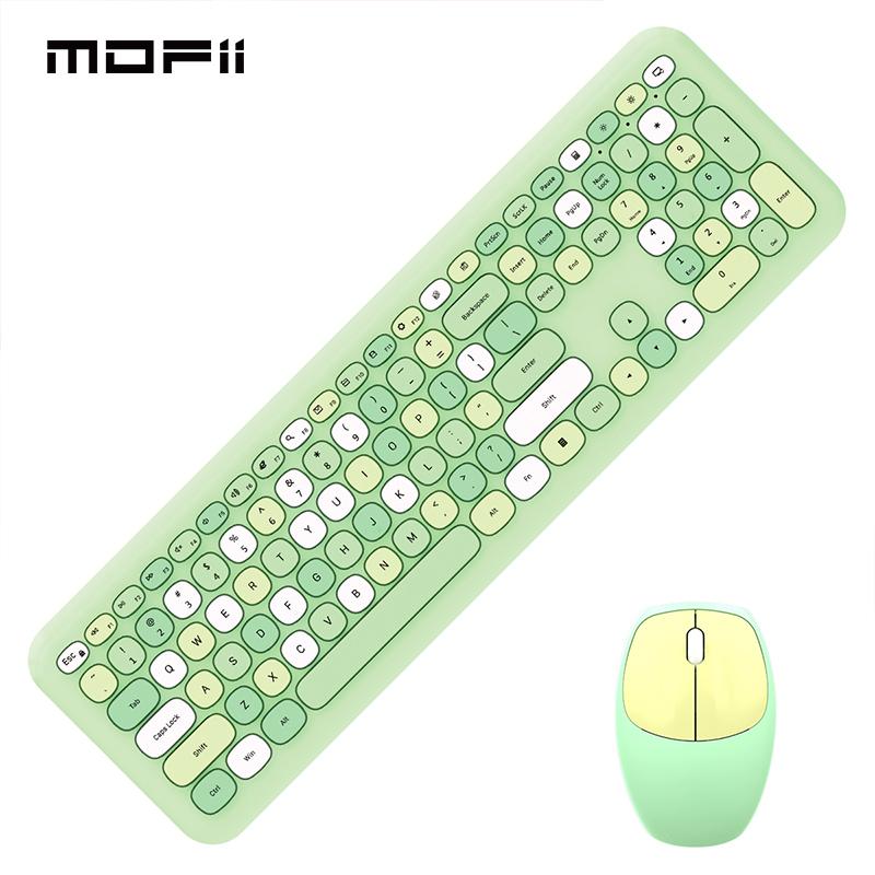 

Keyboard Mouse Combos Mofii Green 2.4G Wireless Set USB Office Gaming And Pink Combo For Mac Notebook Laptop Desktop PC