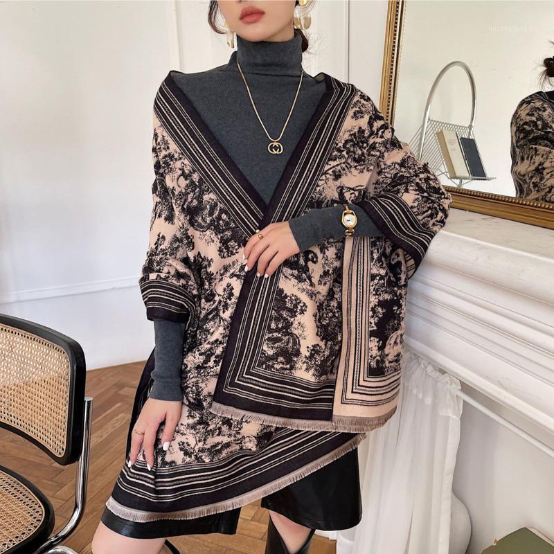 

Scarves [EWQ] Autumn Winter Printing Splash Ink Painting Scarf National Style Versatile Thickened Cloak Shawl 2021 16E4817