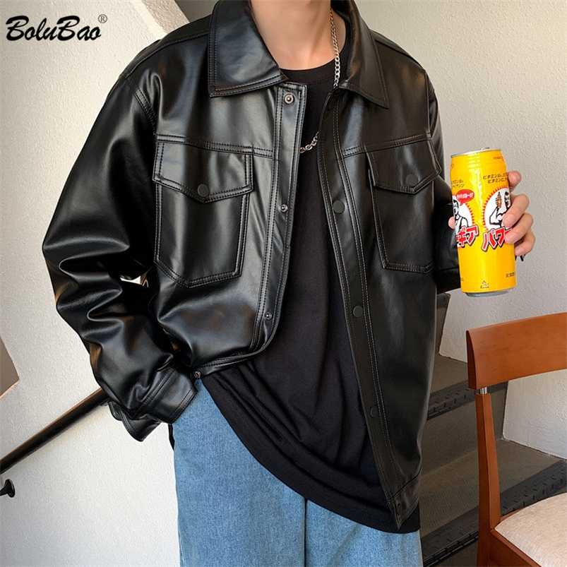 

BOLUBAO Fashion Men Casual Leather Jackets Winter Jacket Street Style Male Inside Thick Coats Men' Leather Jacket 211111, Black