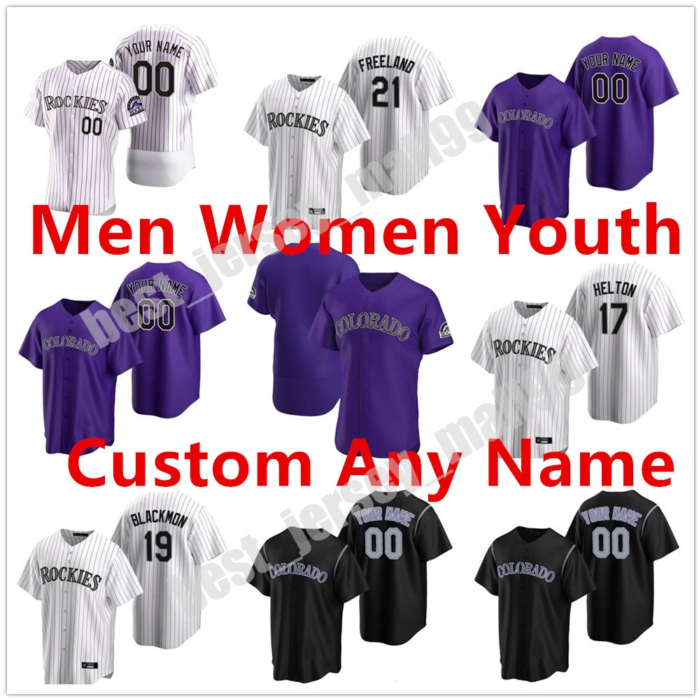

Custom Men Women Youth 2021 Rockies Jersey 27 Trevor Story 19 Charlie Blackmon Baseball 48 German Marquez Sam Hilliard Ian Desmond Colorado, Blue;black