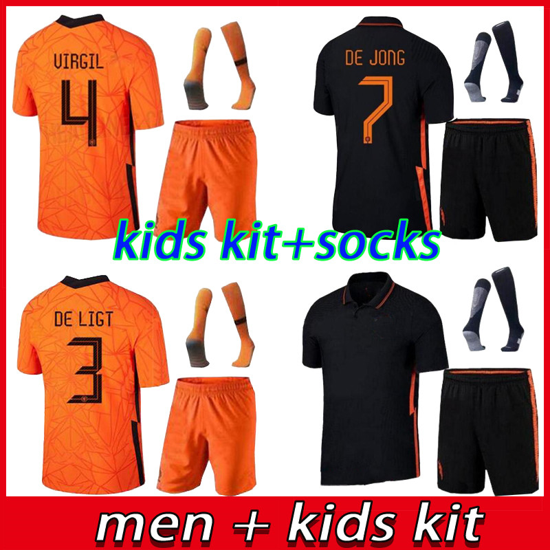

20 21 DE JONG soccer jersey LIGT NETHERlANDS STROOTMAN VAN DIJK 2022 Adult men + kids kit football shirt, Black