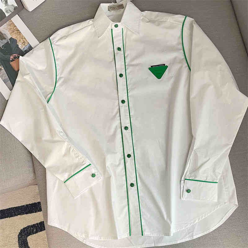 

Hip Hop 22ss Early Spring New Bv Classic Green Triangle Stitched Shirt Loose Bottega Fashion Versatile Men's and Women's Venet, White