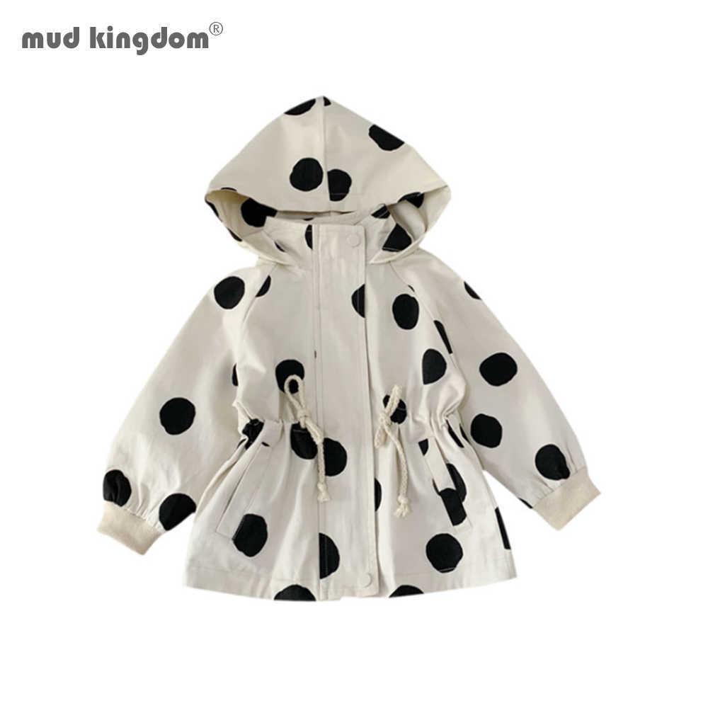 

Mudkingdom Girl Trench Coat Spring Polka Dot Outerwear Sport Coats Kids Hooded Children Clothing 210615, Khaki