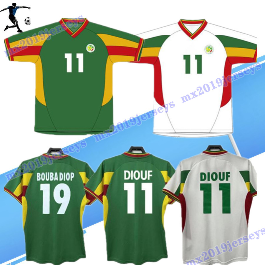 

2002 2003 Senegal Retro Soccer Jerseys O.DAF DIOP H.CAMARA KH.FADIGA DIOUF national team Uniform 02 03 Classic football shirt, Kids kit home+sock
