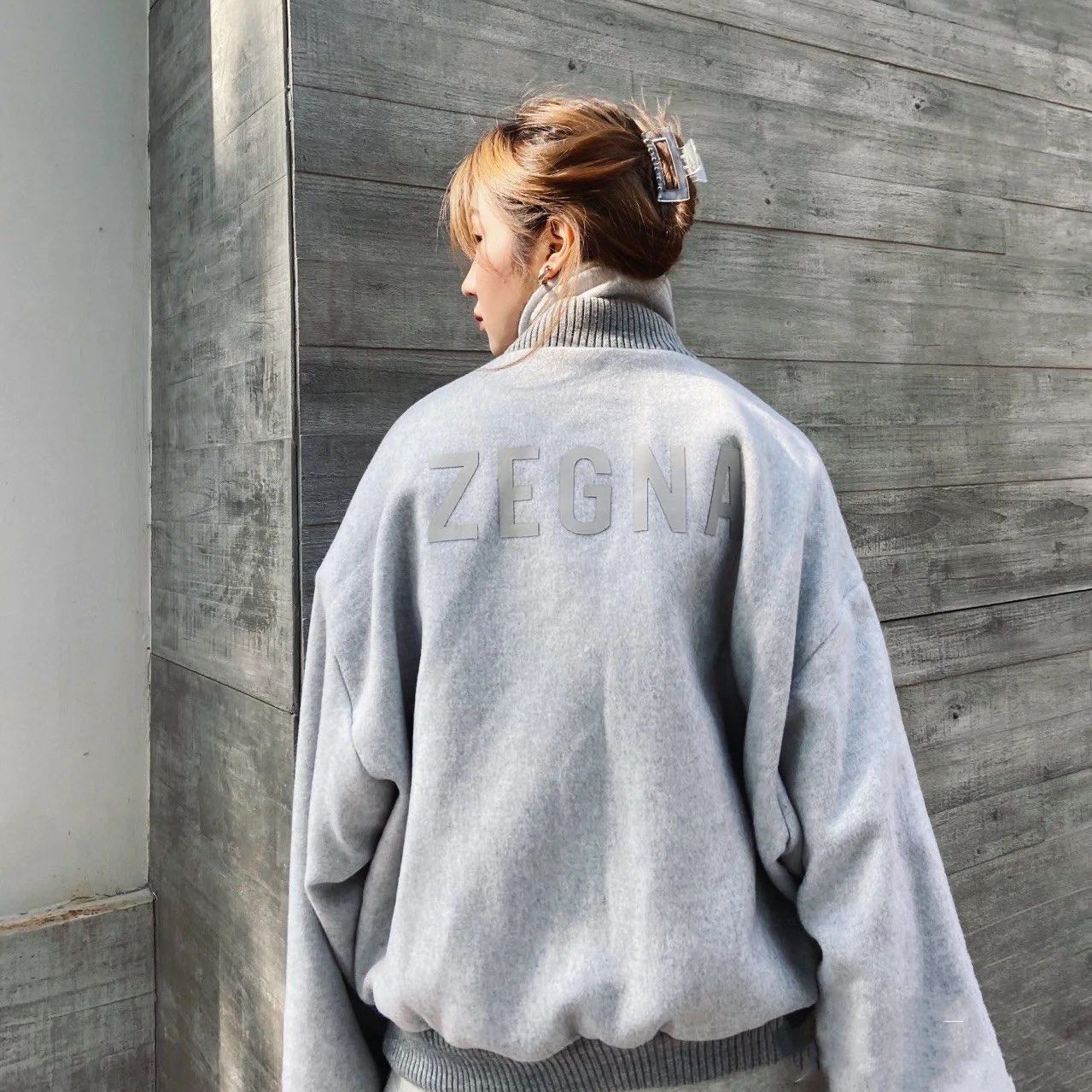 

Mens and womens jackets zegna woolen high-street loose stand-up collar coats lovers autumn and winter, Gray