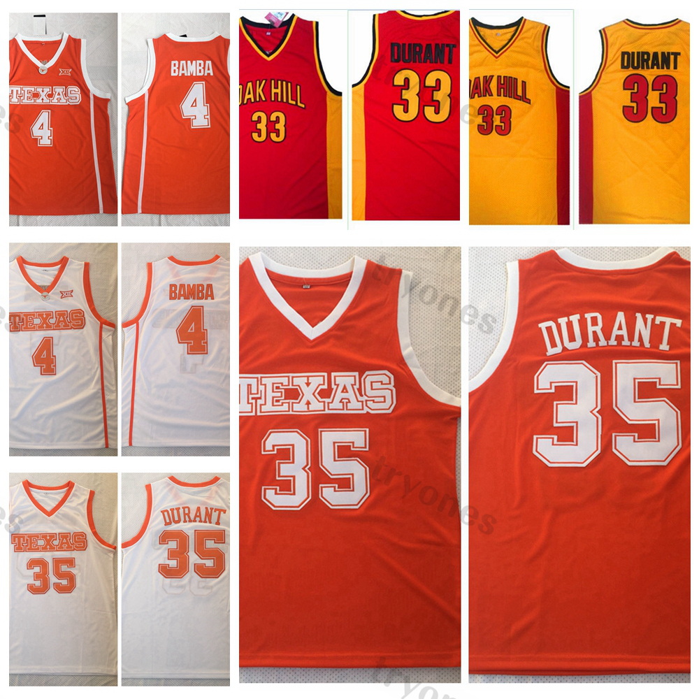 

Vintage Texas Longhorns Kevin Durant 35 College Basketball Jerseys 4 Mohamed Bamba Jersey Oak Hill High School Stitched Shirts -XXL