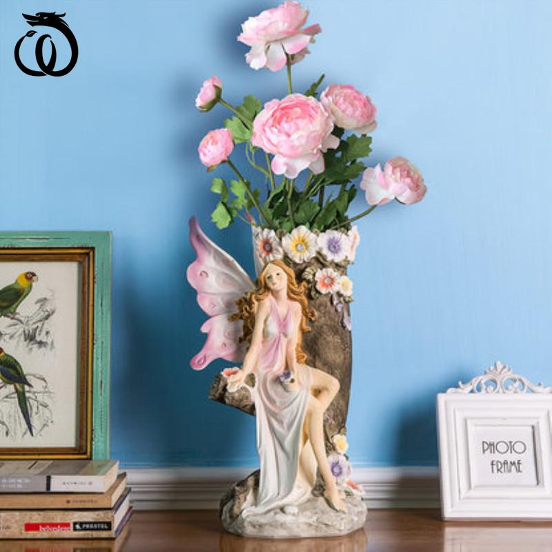 

CHEN LONG Nordic Style Creative Angel Vase Statue Resin Crafts Home Decor Dried Flowers Pot For Wedding Decoration A2510 Vases