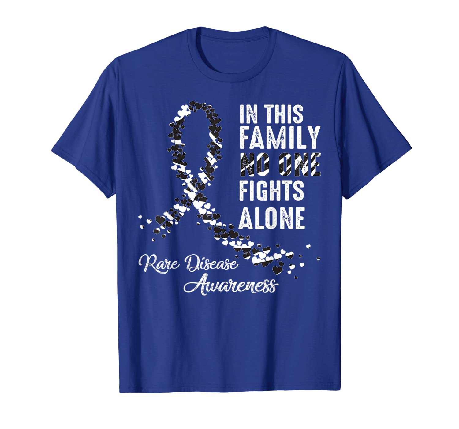 

in family no one fights alone rare disease awareness tshirt, White;black