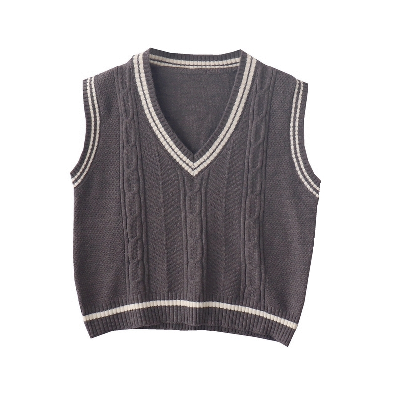 

women's sweaters vintage woman's knitted sweater, school vest, japanese uniform , v-neck, sleeveless, knitting, short shirt k0zf, White;black
