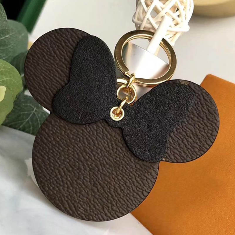 

2021 Plaid Mouse Designer Bow Keychains PU Leather Animal Bag Pendant Charm Girls Cars Keyrings Chains Holder Fashion Women Key Ring Jewelry Gift