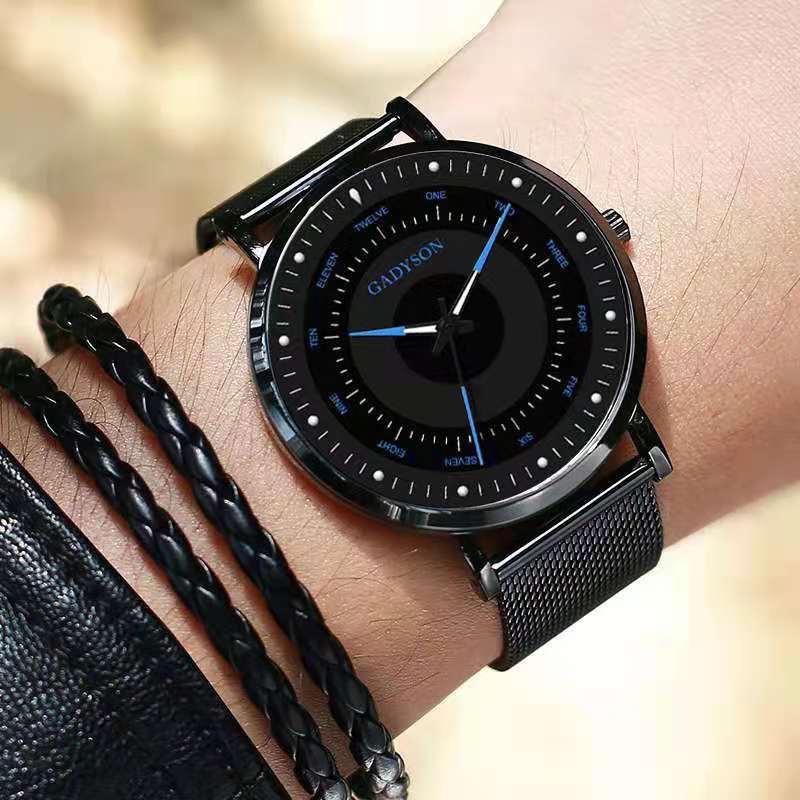 

Wristwatches Ultra-thin Luminous Men's Watch -selling Stainless Steel Watches Sports Military Casual Business Quartz, L-blue