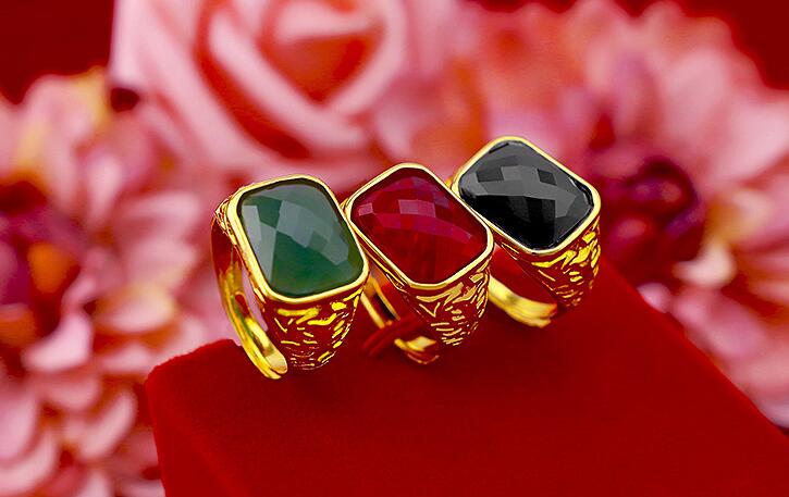 

imitation fashion crystal open adjustable man ring copper gold rings