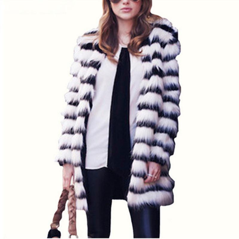 

women's fur & faux imitation coat women mid-length autumn and winter large size warm leisure ladies 6xl 7xl 8xl 9xl outwear xf873, Black
