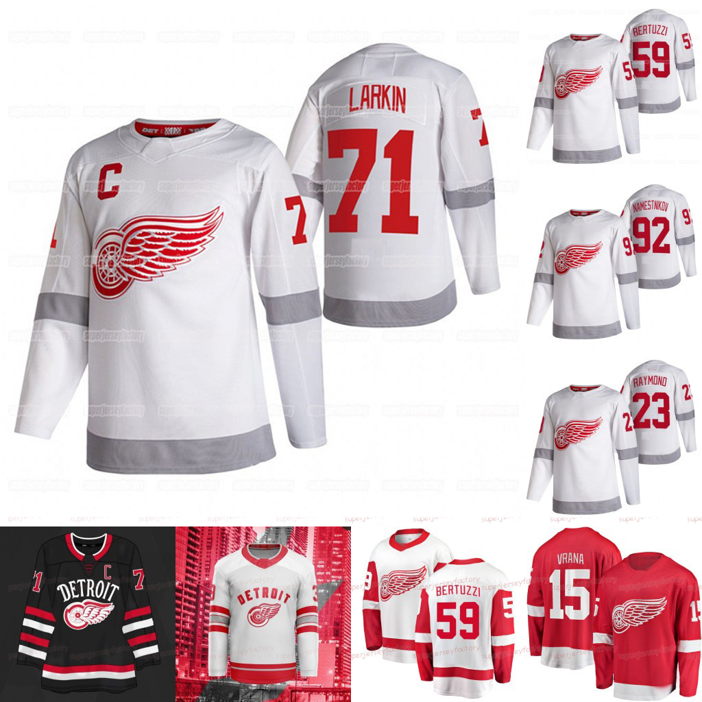 

Dylan Larkin Detroit Red Wings 2021 Reverse Retro Jersey Moritz Seider Adam Erne Lucas Raymond Jakub Vrana Alex Nedeljkovic Vladislav Namestnikov Danny DeKeyser, Men s-xxxl