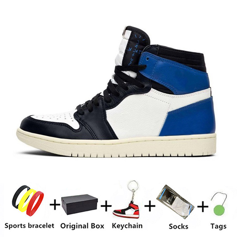 

With box Travis Scotts x Fragment 1 mens basketball shoes Sail Black Military Blue Pink 1s High OG SP men women trainers sports sneakers 36-46 quality Fashion unisex, Color#1