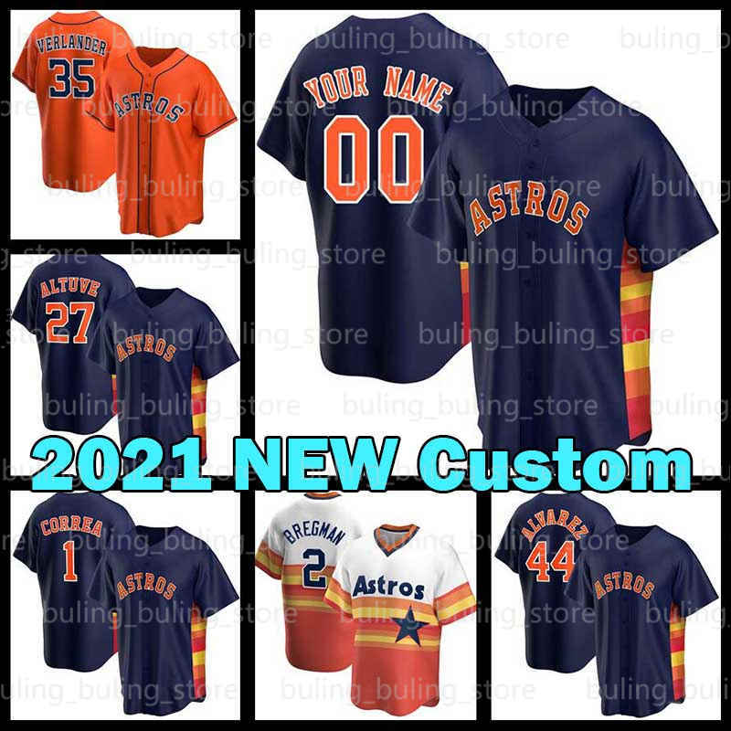 

2021 Custom 2 Alex Bregman Jersey 34 Nolan Ryan Astros 5 Jeff Bagwell 4 George Springer 7 Craig Biggio Gerrit Cole Houston, Blue;black