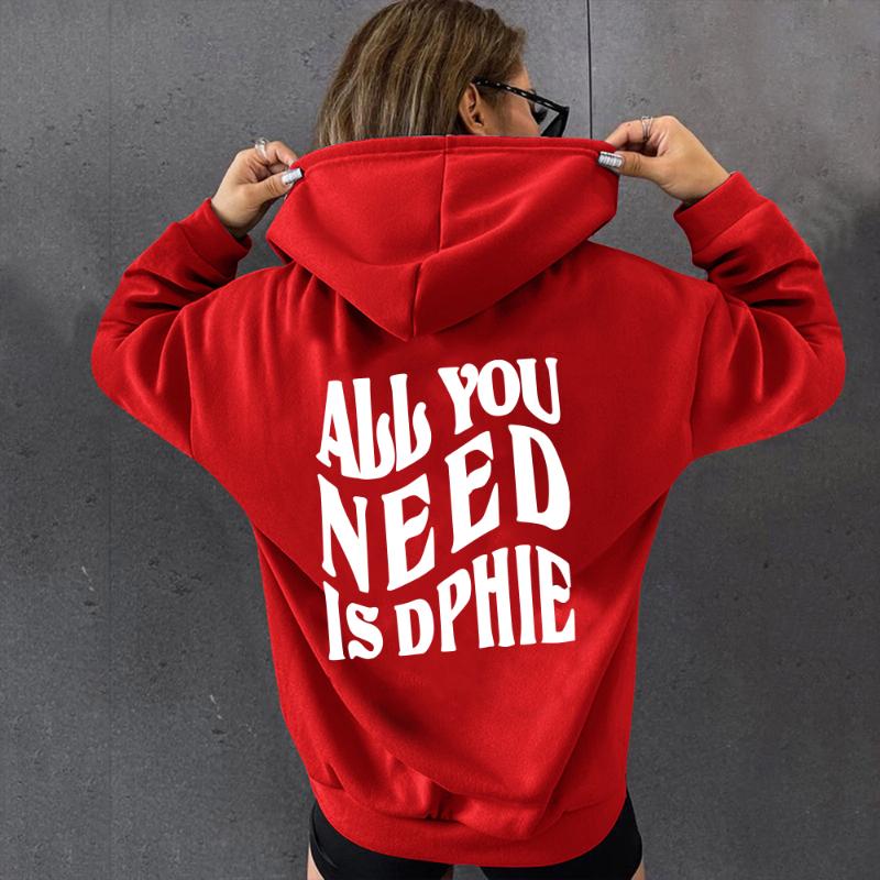 

Women' Hoodies & Sweatshirts Winter Clothes Women Harajuku Sweatshirt All You Need Is Dphie Back Print Hoodie Hooded Tops Sudaderas Con Cap, Black