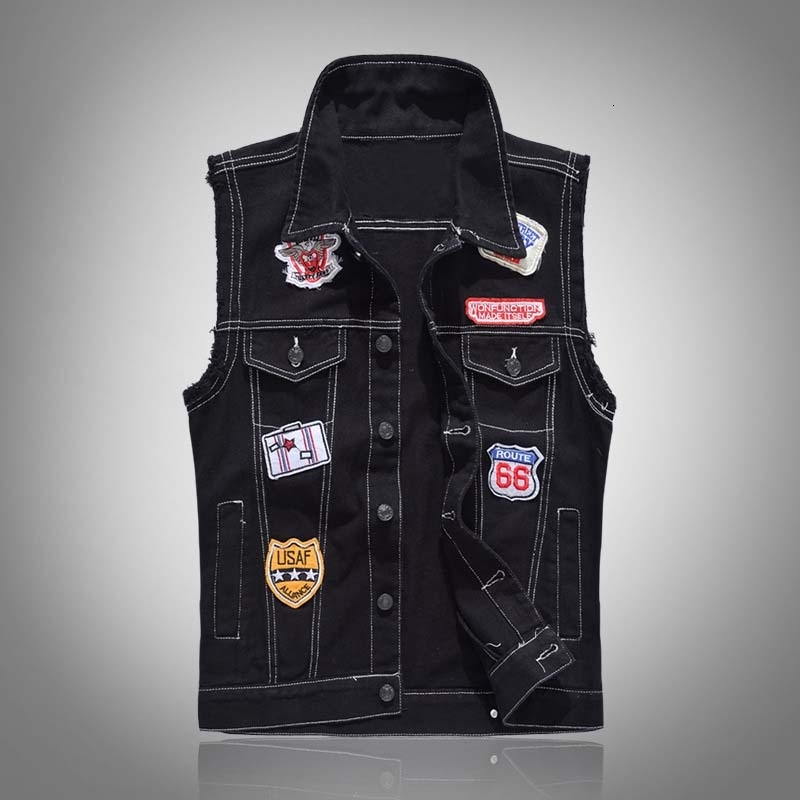 Denim Vest Men Black Australia | New 