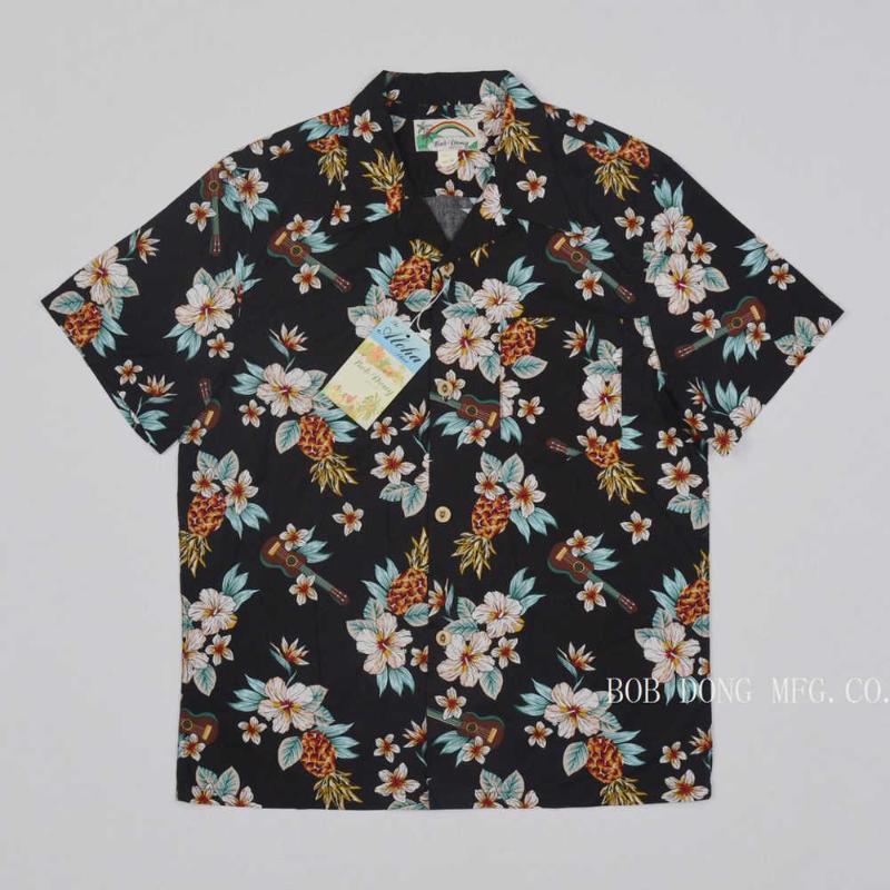 

Men's Casual Shirts Pineapple DONG BOB Guitar Tropical Short Sleeeved Unisex Aloha Tee, Black