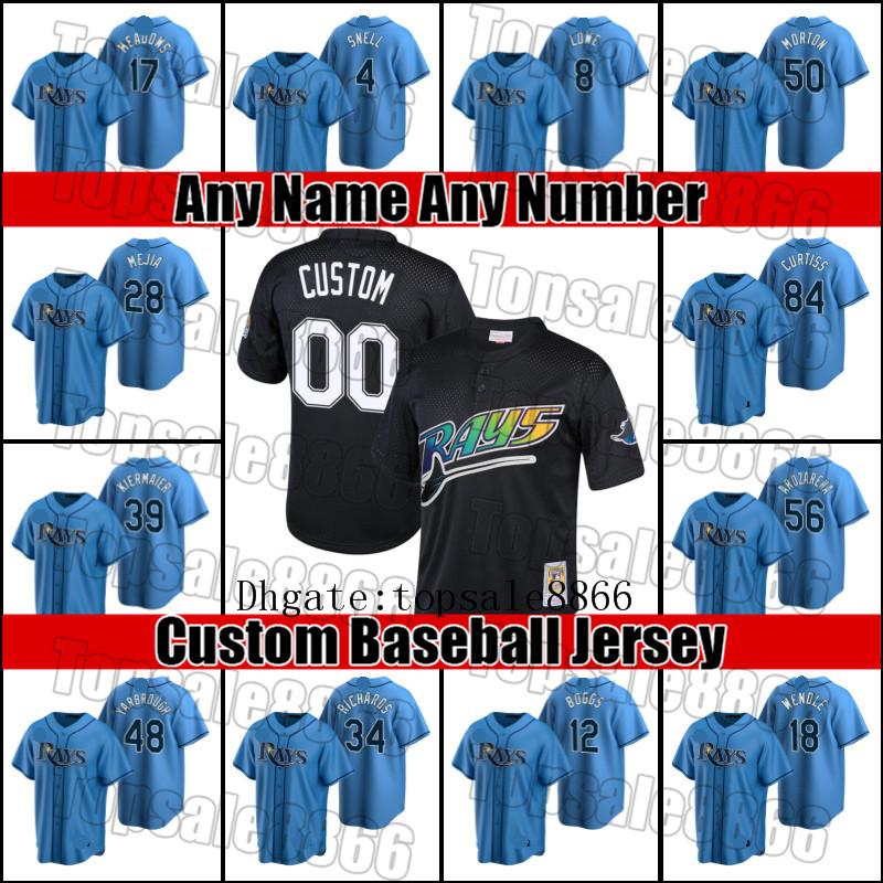 

Throwback Rays 12 Wade Boggs Jersey Custom 39 Kevin Kiermaier Tampa Ji-Man Choi Bay Baseball Jerseys Brandon Lowe Manuel Brandon Lowe Xz1v, Blue;black
