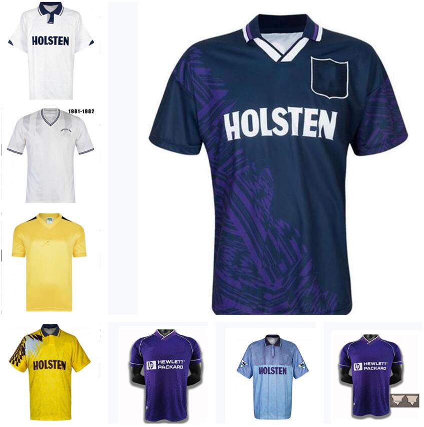 

Tottenham 1990 1998 1991 1982 Retro soccer jersey Klinsmann GASCOIGNE ANDERTON SHERINGHAM Ginola BALE Ferdinand Centenary 92 93 94 95 08 09, Black;yellow