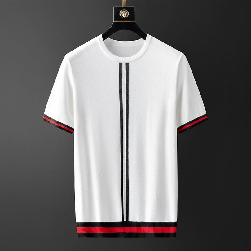 

summer round collar mens t shirts short sleeve kintted casual male fashion slim fit man 3xl, White;black