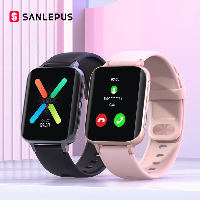 

SANLEPUS 2021 Smart Watch Men Women Waterproof Watches Dial Call Smartwatch MP3 Player For OPPO Android Apple Xiaomi Huaweig, Black-silicone strap
