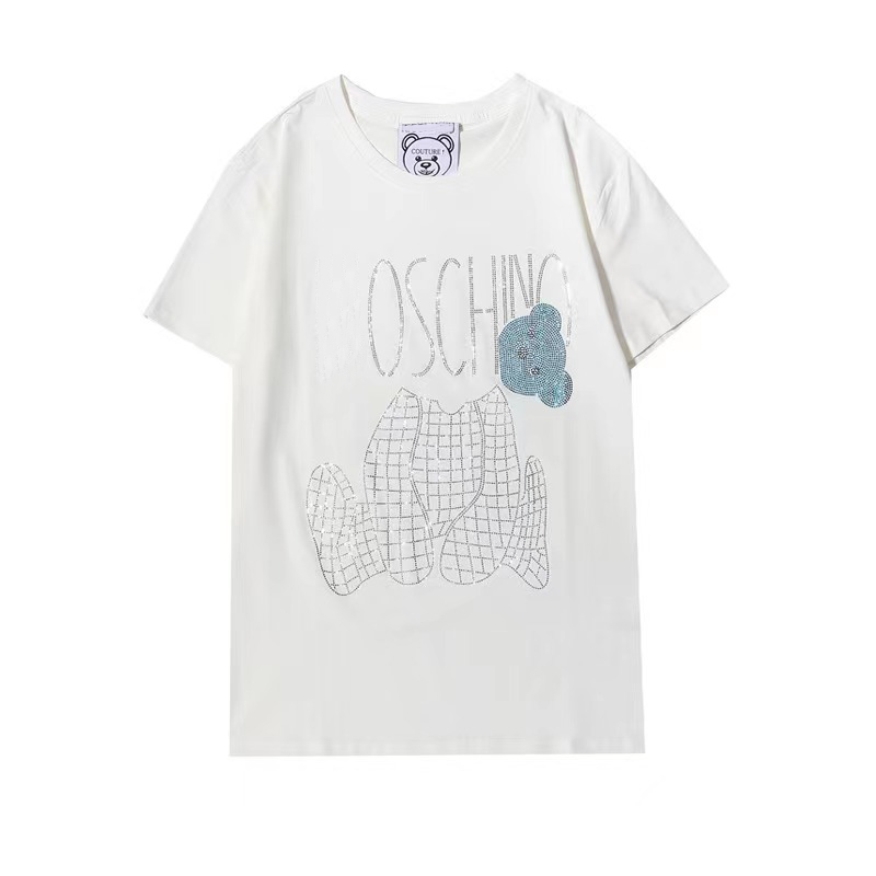 

2021 summer short-sleeved T-shirt men' trendy brand fashion cute bear pattern casual loose short three-color, White