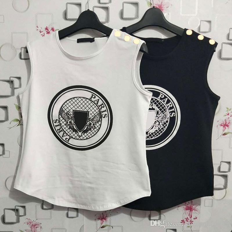 

Womens Designer T Shirts Summer Coin Print Sleeveless Tank Ladies High Quality Short Sleeve Letter Prints Clothing, White