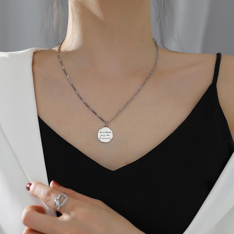 

Pendant Necklaces VSnow Fashion Asymmetry Stainless Steel Circle Necklace For Women Irregular Letter Chunky Chain Metal Jewellery