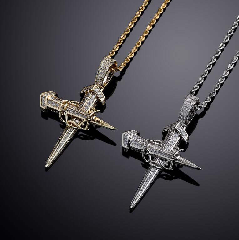 

Hip hop Anchor fashion pendant necklaces for men women luxury designer mens bling diamond gold chain necklace jewelry love gift