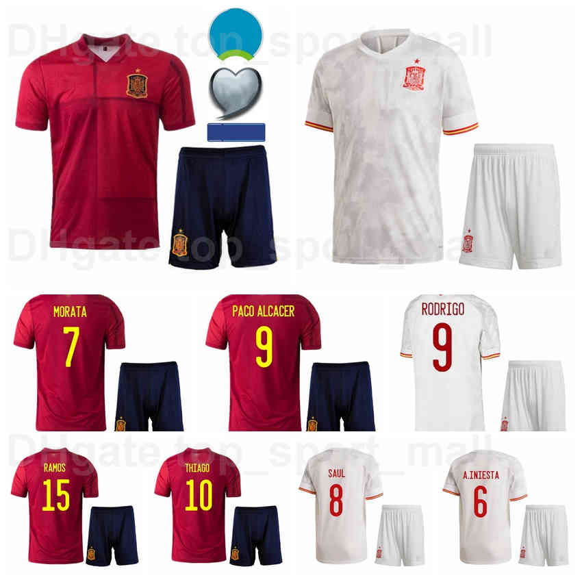 

National Team 21-22 Spain Soccer 9 Gerard Moreno Jersey Set 19 Fabian Ruiz 16 RODRI Rodrigo Hernandez 3 Pique Football Shirt Kits, Black