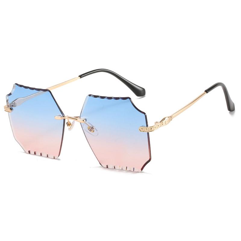

Sunglasses Rimless Square Women Fashion Gray Brown Shades Female UV400 Eyewear Men Trend Glasses